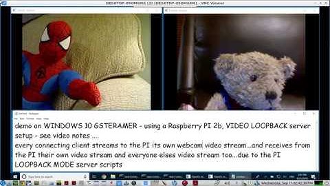 Raspberry PI webcam video server SFU router - using Gstreamer VIDEO LOOPBACK scripts - 1st test