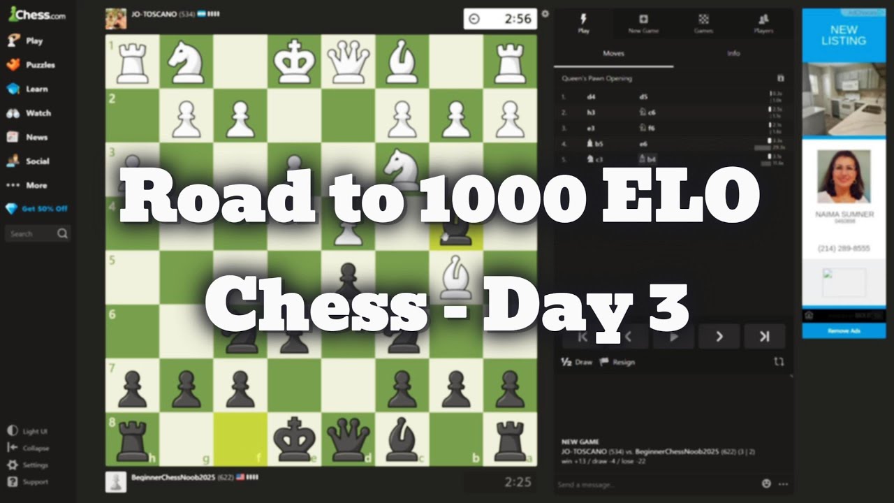 Day 3 - Road to 1000 ELO Chess - Puzzles - YouTube