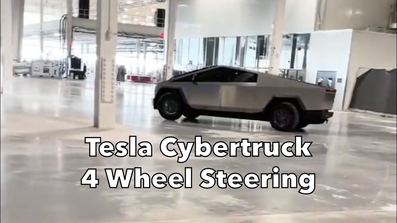 Tesla Cybertruck impressive 4-wheel steering at work