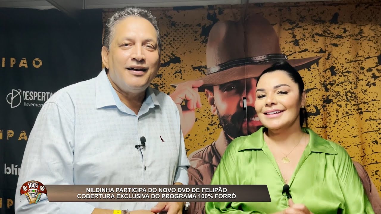 Nildinha conversa com Eudes Ribeiro durante gravação do novo DVD de Felipão em Fortaleza