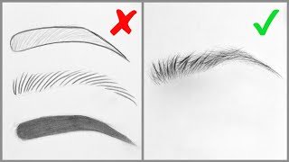EASY TIPS for Drawing Realistic Eyebrows - Basic Mistakes and Step by Step Tutorial