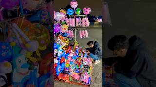 Kakak mau beli mainan bis tayo merah ada balon bebek lampu kerlap-kerlip