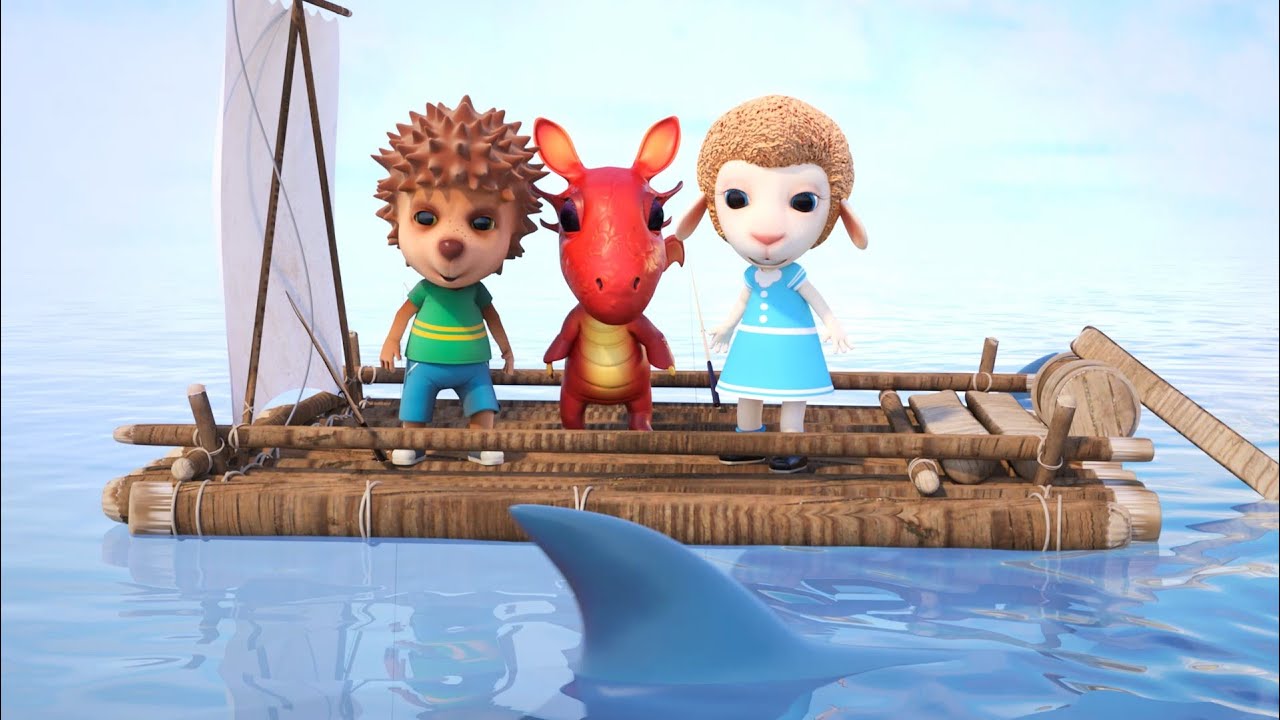 ⁣Dolly and Friends On a Raft with Sharks around 🦈🦈🦈 Funny Songs