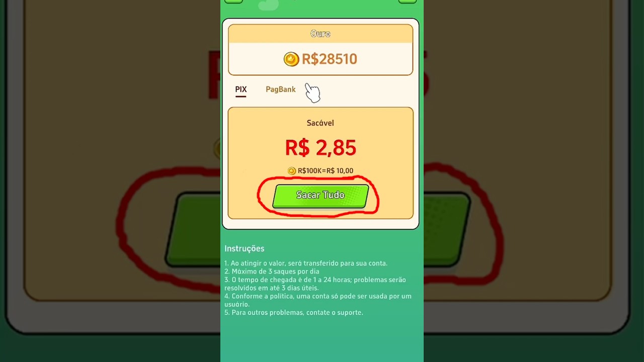 Aplicativo de jogo para ganhar dinheiro saquei R$2,85