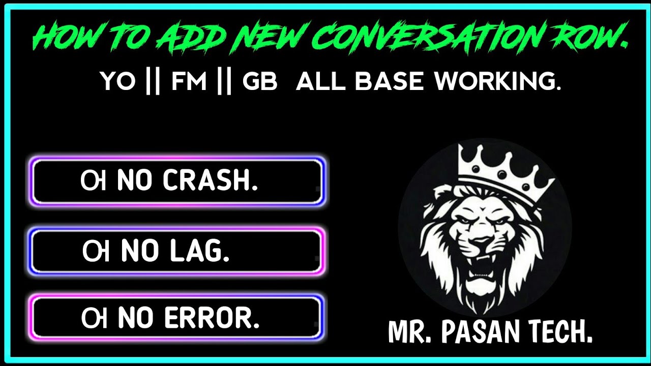 How To Add New Conversations Row On Your Whatsapp || Yo, Fm, Gb || All Base Working 📋
