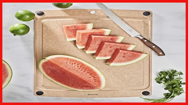 Epicurean All-In-One Cutting Board with Non-Slip Feet and Juice Groove, 17.5" × 13", Natural/Black