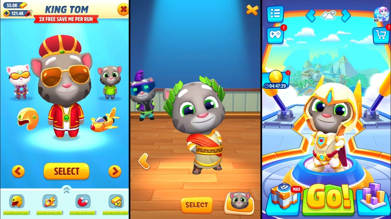 Talking Tom Gold Run King Tom, Tom Gold Run 2 Roman Tom, Tom Hero Dash