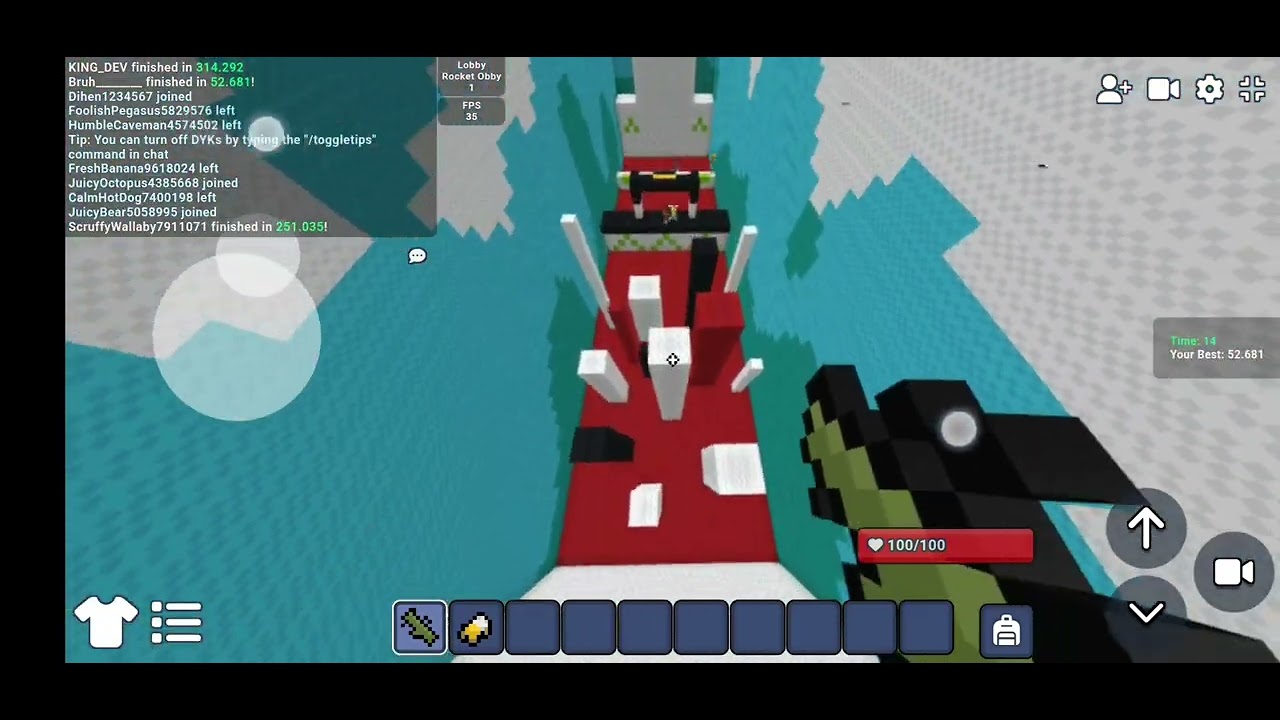 bloxd io rocket spleef WORLD RECORD ON MOBILE 24 SECONDS !!!