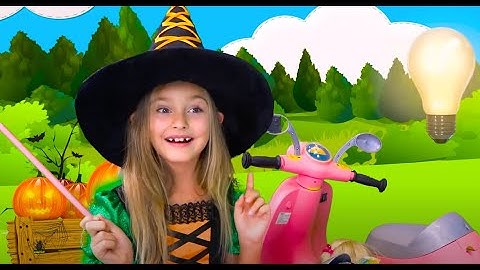 Sasha and friends playing Halloween trick or treat. Decorating room for Halloween