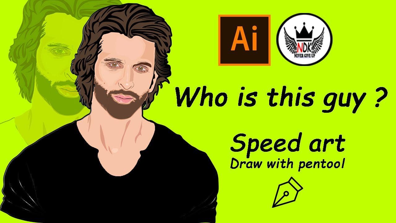 Hrithik roshan vector art with adobe illustrator 2022