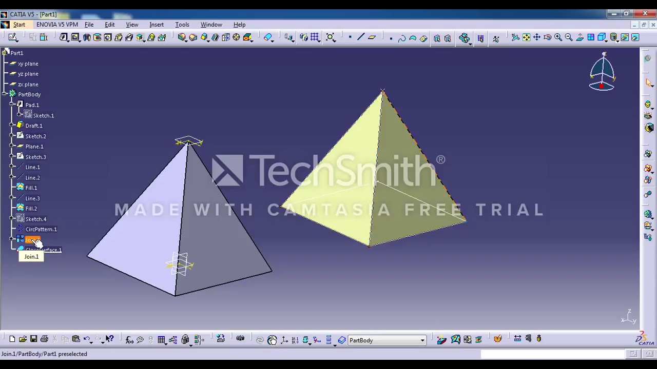 made pyramid in catia V5 - YouTube