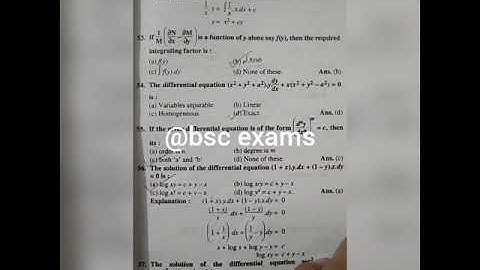 B.Sc Second Year Objective Questions Maths Paper two Differential equations and Integral .. Part-3