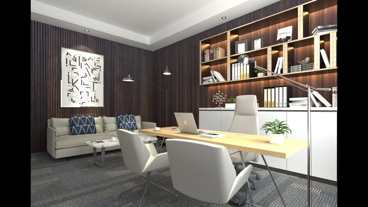 Office interior design 3ds max render tutorial vray - YouTube