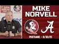 Mike Norvell FSU Alabama 2025 Postgame 8-30-25 | FSU Football | Florida State Football | Warchant TV