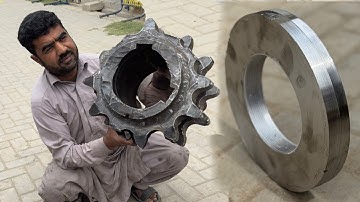 Broken Double Chain Sprocket Repaired with Expert Lathe Technique | Sprocket Repaired Like New