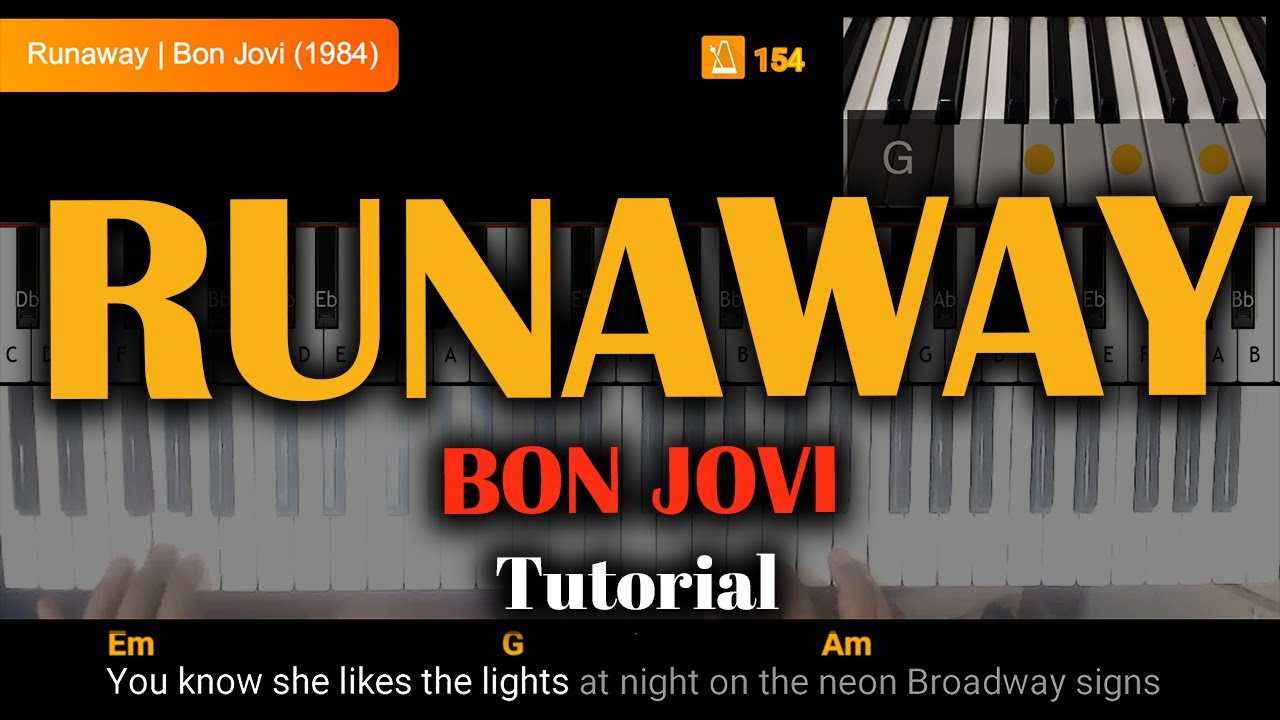 Runaway (Bon Jovi) Piano or Keyboard Tutorial chords & lyrics