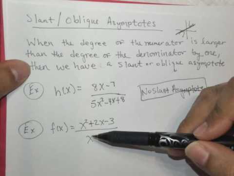Find the Oblique or Slant Asymptotes for a Rational Function - YouTube