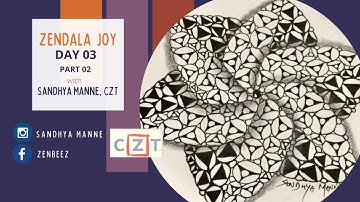Zendala Joy Day 3 - String 2, PART 2. Zentangle meets Mandala