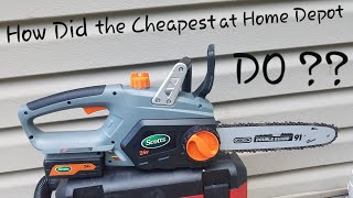 Testing the Cheapest Cordless Chainsaw at Home Depot !!!  Scott's Electric Chainsaw