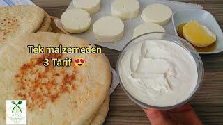 Bir Malzemeden Tam 3 Tarif /Tereyağı /Krem Peynir/Bazlama /Hepsi Tek Videoda 🤗