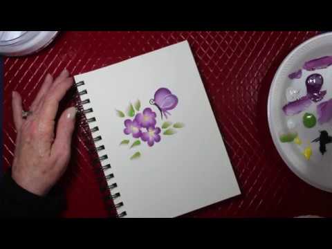 One Stroke Painting Butterfly And Forget Me Not Flowers Simple Step By Step Tutorial Youtube