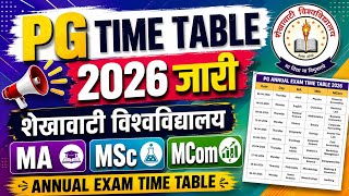 PG Exam Time Table 2026 • MA, MSc, MCom Annual Exam Date Sheet • Shekhawati University • PDUSU Sikar