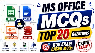 MS Office MCQs Top 20 Questions | Computer MCQ for Govt Exams 2026 | MS Word Excel PowerPoint 