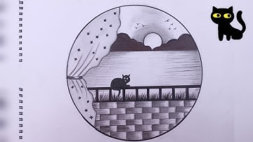 Easy circle scenery drawing ||How to draw pencil sketch drawing || Easy drawing ideas for beginners