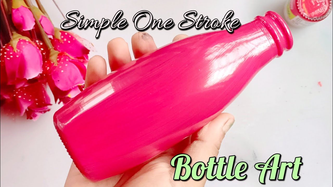 Very Easy One Stroke flowers painting on glass bottle DIY Glass