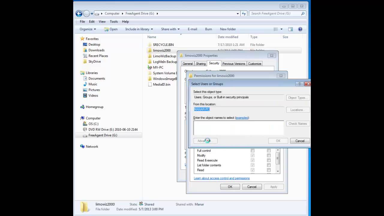 LimoWiz - Share LimoWiz Data Folder and Set Security Permissions