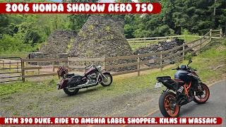 Ride to Amenia Label Shopper. Kilns in Wassaic, Billees Garage. KTM DUKE 390 VS Honda Shadow 750