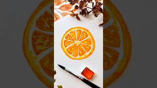 Watercolor orange slice #easypaintingforbegginers #watercolourpainting #watercolourtutorial
