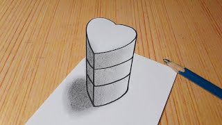 3d Drawing Heart Love On Paper / How To Draw Easy Art For Beginners #shorts