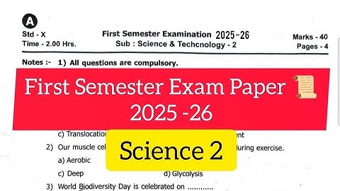 📘 Class 10 Science 2 First Semester Exam Paper 2025 | Science 2 Question Paper | Learn Like Newton