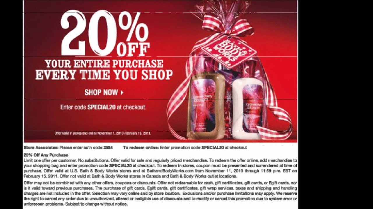 Bath And Body Works printable coupon - YouTube
