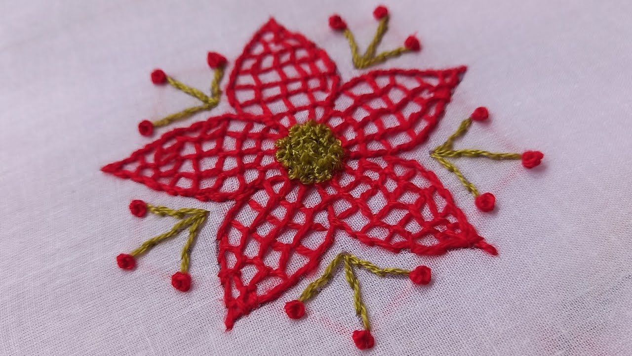 Hand embroidery stitch tutorial/Amazing flower degine.