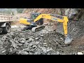 Schwing xcmg xe140c 14 ton premium excavator loading boulders in dumper