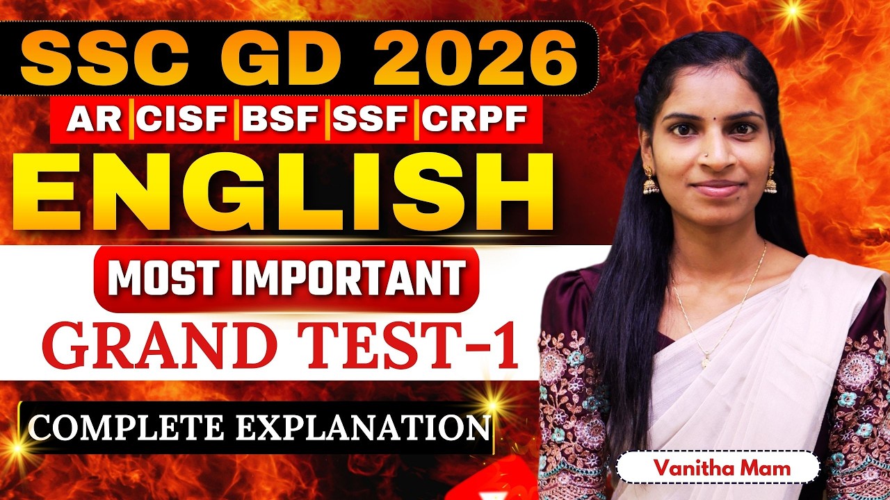 📚 SSC GD 2026 UPDATED GRAND TEST 1 – ENGLISH QUESTIONS WITH EXPLANATION 🔥