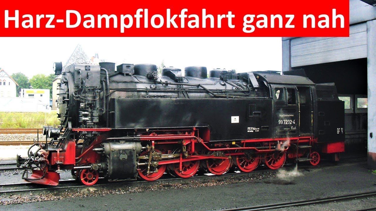 Steam locomotive filmed from parallel ride