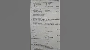 B.Sc Second Year Objective Questions Physics Paper one physical optics and Lasers part-10.   #bsc