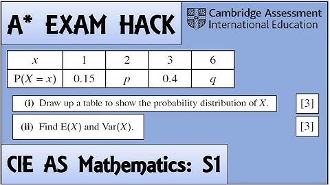 Exam Hack | CIE AS Maths | S1 | Probability Distribution Table Question
