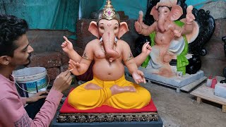 ganesh idol making by Anant chougule ll painting process ll how to make ganesha