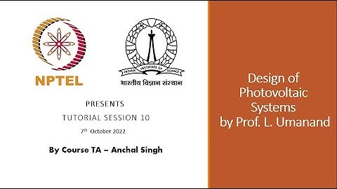 Tutorial session - Week 10 - Design of Photovoltaic systems