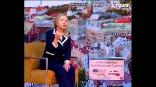 Secretary Clinton Holds a Townterview With Latvian Youth