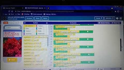 Solar System quiz App on code.org
