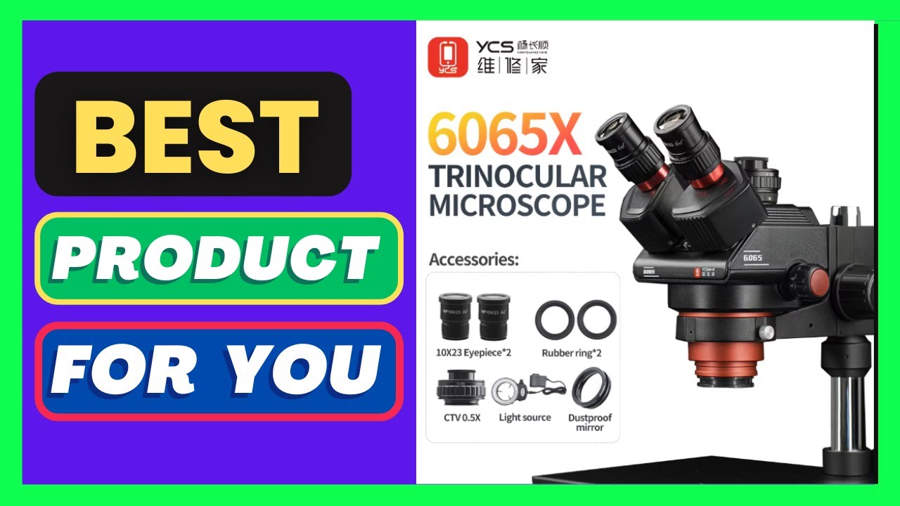 YCS 6065X HD Trinocular Microscope with LED Light Source 10X23 Eyepiece CTV0.5X for Mobile