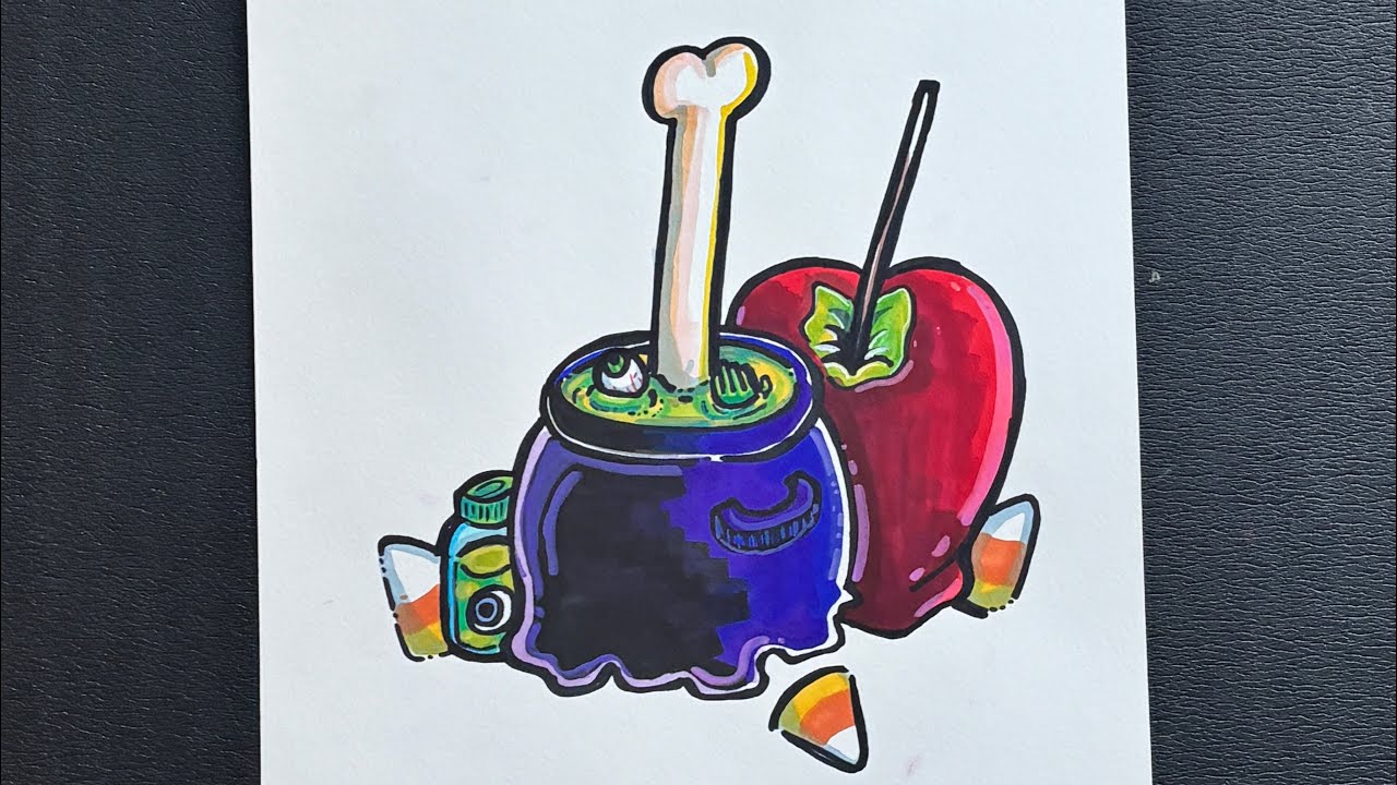 How To Draw A Witch Cauldron 