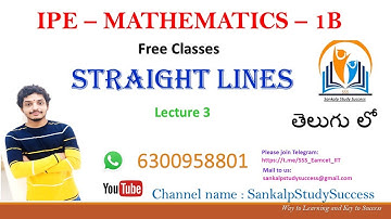 14.INTER 1st Year 1B || Straight Lines || IPE mathematics  || AP and TS