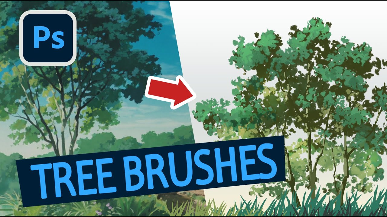 TUTORIAL PAINT TREE 【FREE BRUSH DOWNLOAD】 YouTube