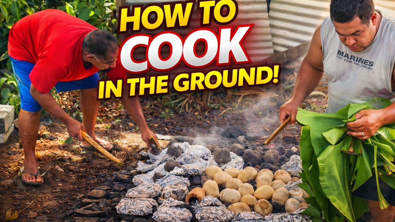 Приготовление праздничного ужина в земле (UMU/MUMU): Островной пир.